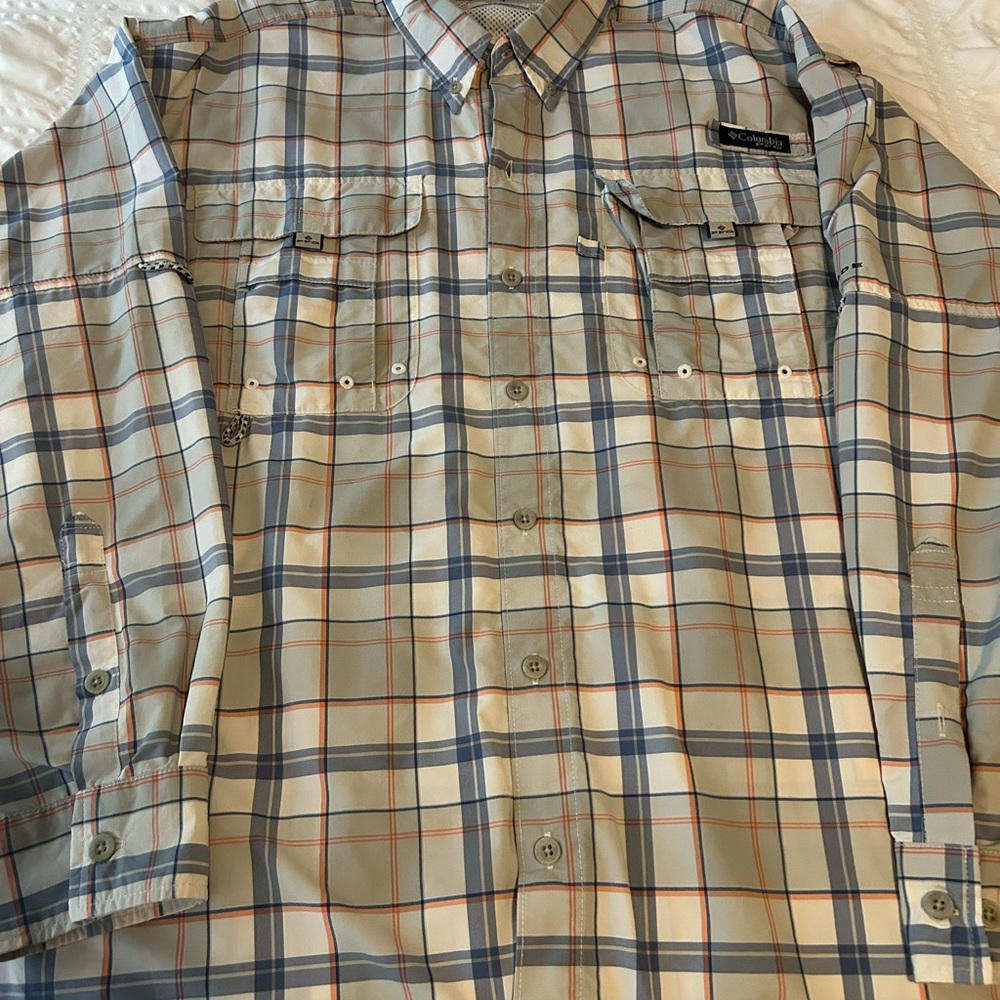 Columbia PFG Plaid Shirt in Blue and Orange